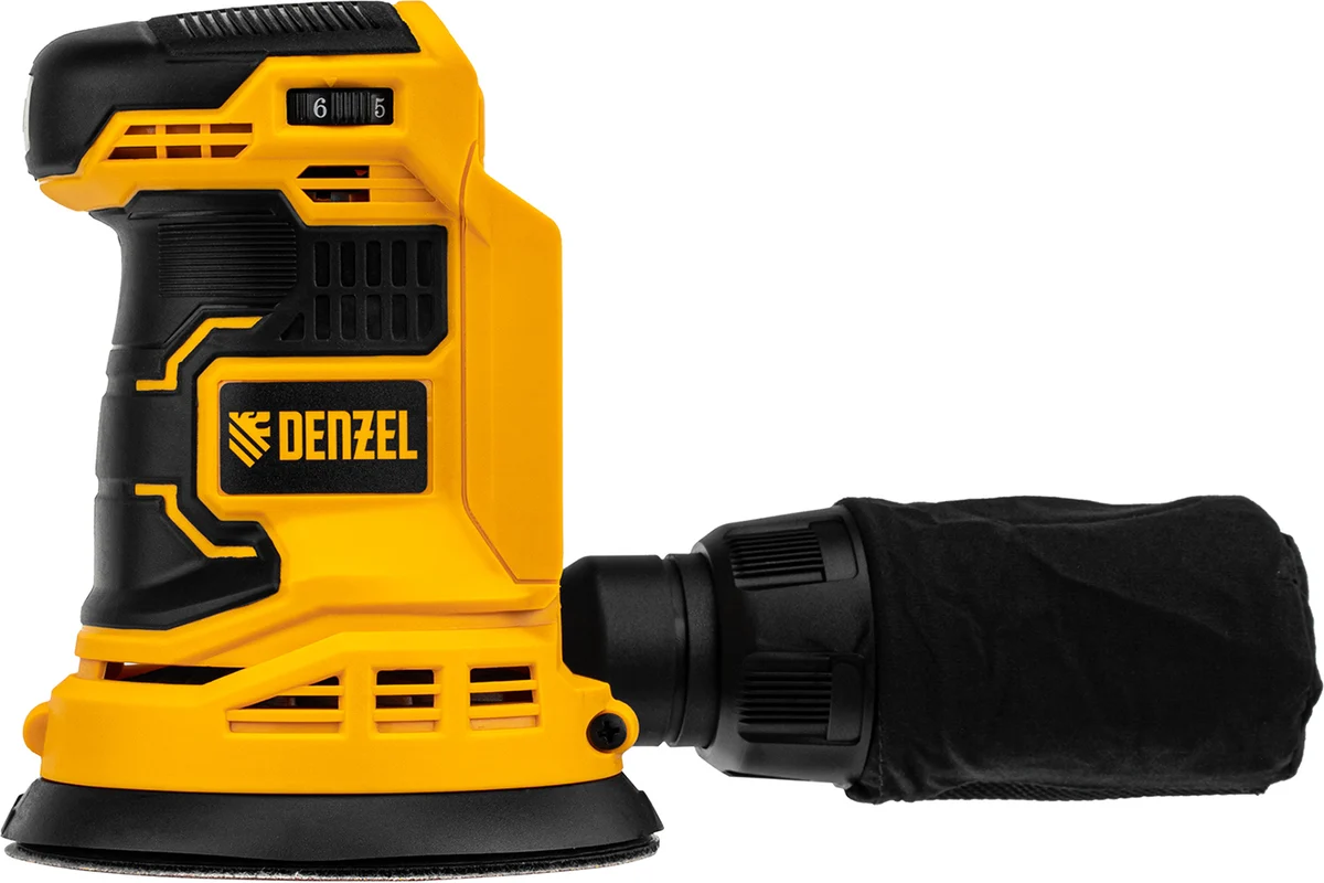 Машина шлифм эксцентрик аккум DENZEL COS-125, Li-ion 18В 1 аккум 2Ач